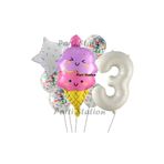 Parti Station Dondurma İce Cream Konsept Doğum Günü 3 Yaş Balon Set Yaz Tema Sevimli Dondurma Folyo Balon Set
