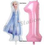 Parti Station Elsa Frozen Balon 1 Yaş Doğum Günü Set Frozen Karlar Ülkesi Konsept Balon Ve Pembe Rakam Balon