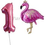 Parti Station Flamingo Balon Set Flamingo Folyo Balon Set Konsept Doğum Günü Set 1 Yaş Balon