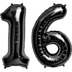 Parti Station Folyo Balon Siyah 16 Rakamı 34 Inç 80 Cm