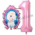 Parti Station Frozen Balon 1 Yaş Doğum Günü Set Karlar Ülkesi Konsept Balon Ve Pembe Rakam Balon Doğum Günü Set
