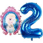 Parti Station Frozen Balon 2 Yaş Doğum Günü Set Karlar Ülkesi Konsept Balon Ve Lacivert Rakam Balon Doğum Günü Set