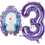 Parti Station Frozen Balon 3 Yaş Doğum Günü Set Frozen Elsa Konsept Balon Ve Mor Rakam Balon Doğum Günü Set
