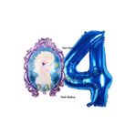 Parti Station Frozen Balon 4 Yaş Doğum Günü Set Frozen Elsa Konsept Balon ve Lacivert Rakam Balon Doğum Günü Set
