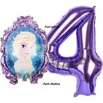 Parti Station Frozen Balon 4 Yaş Doğum Günü Set Frozen Elsa Konsept Balon Ve Mor Rakam Balon Doğum Günü Set