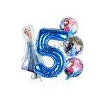 Parti Station Frozen Balon 5 Yaş Doğum Günü Set Frozen Elsa Karlar Ülkesi Konsept Balon ve Lacivert Rakam Balon