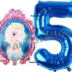 Parti Station Frozen Balon 5 Yaş Doğum Günü Set Karlar Ülkesi Konsept Balon Ve Lacivert Rakam Balon Doğum Günü Set