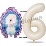 Parti Station Frozen Balon 6 Yaş Doğum Günü Set Frozen Elsa Konsept Balon Ve Krem Rakam Balon Doğum Günü Set