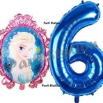 Parti Station Frozen Balon 6 Yaş Doğum Günü Set Karlar Ülkesi Konsept Balon Ve Lacivert Rakam Balon Doğum Günü Set