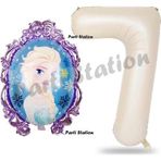 Parti Station Frozen Balon 7 Yaş Doğum Günü Set Frozen Elsa Konsept Balon Ve Krem Rakam Balon Doğum Günü Set