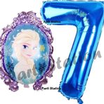 Parti Station Frozen Balon 7 Yaş Doğum Günü Set Frozen Elsa Konsept Balon Ve Lacivert Rakam Balon Doğum Günü Set