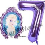 Parti Station Frozen Balon 7 Yaş Doğum Günü Set Frozen Elsa Konsept Balon Ve Mor Rakam Balon Doğum Günü Set