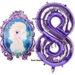 Parti Station Frozen Balon 8 Yaş Doğum Günü Set Frozen Elsa Konsept Balon Ve Mor Rakam Balon Doğum Günü Set