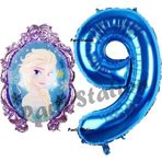 Parti Station Frozen Balon 9 Yaş Doğum Günü Set Frozen Elsa Konsept Balon Ve Lacivert Rakam Balon Doğum Günü Set