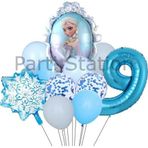 Parti Station Frozen Elsa 9 Yaş Balon Set Karlar Ülkesi Elsa Konsept Doğum Günü Folyo Balon Set