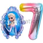 Parti Station Frozen Elsa Konsept 7 Yaş Renkli Balon Set Karlar Ülkesi Tema Doğum Günü Folyo Balon Set