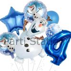 Parti Station Frozen Elsa Olaf 4 Yaş Balon Set Karlar Ülkesi Elsa Olaf Konsept Doğum Günü Folyo Balon Set