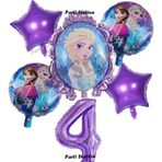 Parti Station Frozen Karlar Ülkesi Elsa Konsept Doğum Günü Balon Set 4 Yaş Elsa Karlar Ülkesi Mor Balon Set
