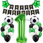 Parti Station Futbol Maç Konsept Yeşil Rakam 1 Yaş Balon Futbol Konsept Yeşil Parti Doğum Günü Balon Seti