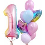 Parti Station Gökkuşağı Balon Renkli Yaş Balon Rakam Konsept 1 Yaş Balon Doğum Günü Set Yaş Balon Set