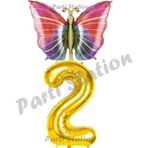 Parti Station Gökkuşağı Kelebek Konsept 2 Yaş Doğum Günü Balon Set Butterfly Bahar Tema Doğum Günü Balon