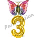 Parti Station Gökkuşağı Kelebek Konsept 3 Yaş Doğum Günü Balon Set Butterfly Bahar Tema Doğum Günü Balon