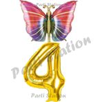 Parti Station Gökkuşağı Kelebek Konsept 4 Yaş Doğum Günü Balon Set Butterfly Bahar Tema Doğum Günü Balon
