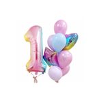 Parti Station Gökkuşağı Renkli Rakam Konsept 1 Yaş Balon Set