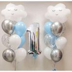 Parti Station Gökyüzü Bulut 1 Yaş Balon Set Yıldız Balon Folyo Set Konsept Doğum Günü Set Yaş Balon Set