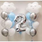 Parti Station Gökyüzü Bulut 2 Yaş Balon Set Yıldız Balon Folyo Set Konsept Doğum Günü Set Yaş Balon Set
