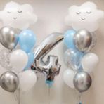 Parti Station Gökyüzü Bulut 4 Yaş Balon Set Yıldız Balon Folyo Set Konsept Doğum Günü Set Yaş Balon Set