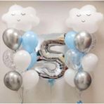 Parti Station Gökyüzü Bulut 5 Yaş Balon Set Yıldız Balon Folyo Set Konsept Doğum Günü Set Yaş Balon Set