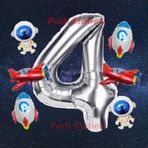 Parti Station Gümüş Renk Rakam Balon Uzay Konsept 4 Yaş Doğum Günü Balon Set Galaksi Astronot Space Roket Balon