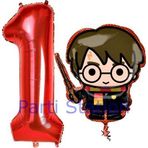 Parti Station Harry Potter 1 Yaş Kırmızı Renk Rakam Balon Set Harry Potter Hogwarts Konsept Doğum Günü Balon Set
