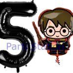 Parti Station Harry Potter 5 Yaş Siyah Renk Rakam Balon Set Harry Potter Hogwarts Konsept Doğum Günü Balon Set