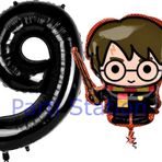 Parti Station Harry Potter 9 Yaş Siyah Renk Rakam Balon Set Harry Potter Hogwarts Konsept Doğum Günü Balon Set