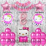 Parti Station Hello Kitty Balon Set 8 Yaş Hello Kitty Sevimki Kedi Konsept Pembe Rakam Doğum Günü Parti Balon Set