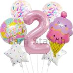 Parti Station İce Cream Dondurma 2 Yaş Balon Set Şeker Dondurma Candy Balon İce Cream Konsept Doğum Günü Balon Set