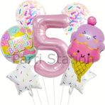 Parti Station İce Cream Dondurma 5 Yaş Balon Set Şeker Dondurma Candy Balon İce Cream Konsept Doğum Günü Balon Set