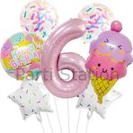Parti Station İce Cream Dondurma 6 Yaş Balon Set Şeker Dondurma Candy Balon İce Cream Konsept Doğum Günü Balon Set