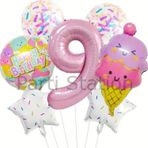 Parti Station İce Cream Dondurma 9 Yaş Balon Set Şeker Dondurma Candy Balon İce Cream Konsept Doğum Günü Balon Set