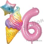 Parti Station İce Cream Pastane Dondurma Konsept 6 Yaş Doğum Günü Balon Set Dondurma Tema Doğum Günü Balon