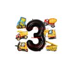 Parti Station İnşaat Araçları Konsept Doğum Günü 3 Yaş Balon Set Mini Boy Kepçe Dozer Mikser Kamyon Forklift Balon