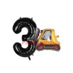 Parti Station İnşaat Forklift Siyah 3 Yaş Balon Set PSFORKLİFBSS