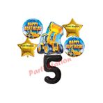 Parti Station İnşaat Kepçe Siyah 5 Yaş Balon Set PSİNST-6