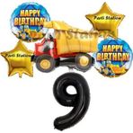 Parti Station İnşaat Konsept 9 Yaş Doğum Günü Balon Set Kamyon Balon Doğum Günü Parti Set