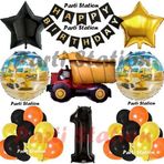 Parti Station İnşaat Konsept Kamyon Balon Set 1 Yaş İnşaat Tema Kamyon Tema Doğum Günü Balon Set