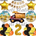 Parti Station İnşaat Konsept Kamyon Balon Set 2 Yaş İnşaat Tema Kamyon Doğum Günü Balon Set