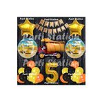 Parti Station İnşaat Konsept Kamyon Balon Set 5 Yaş Siyah İnşaat Tema Kamyon Doğum Günü Balon Set