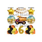 Parti Station İnşaat Konsept Kamyon Balon Set 6 Yaş İnşaat Tema Kamyon Doğum Günü Balon Set
